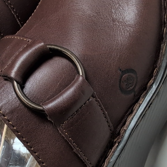 Born Women's Leather Brown Mule Clogs Size 8 Slip-On Wedge Heel NWOB - Picture 2 of 8